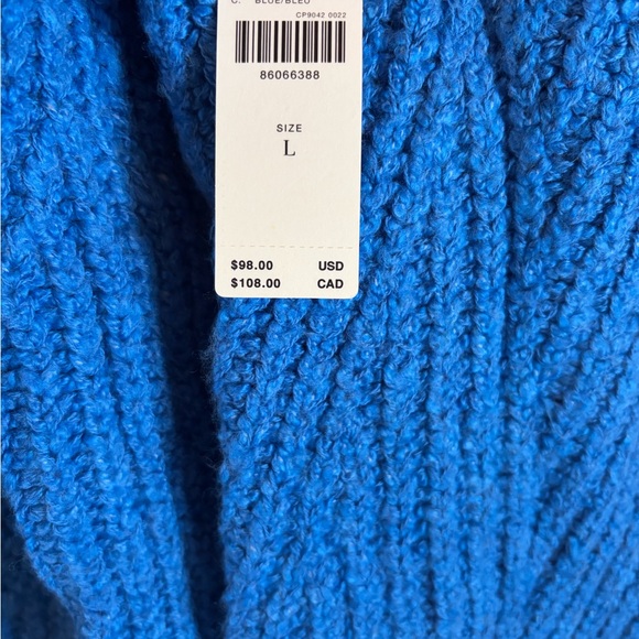 Anthropologie Vibrant Blue Ribbed Mock Neck Sweater - Picture 5 of 5